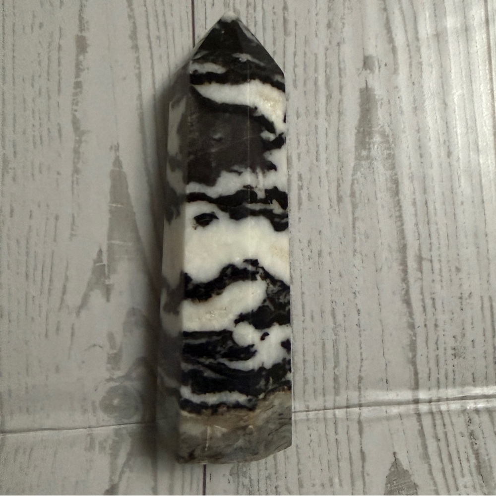 Zebra Jasper Black and White‎ Crystal Tower - 3.5 x 1 inches Striped